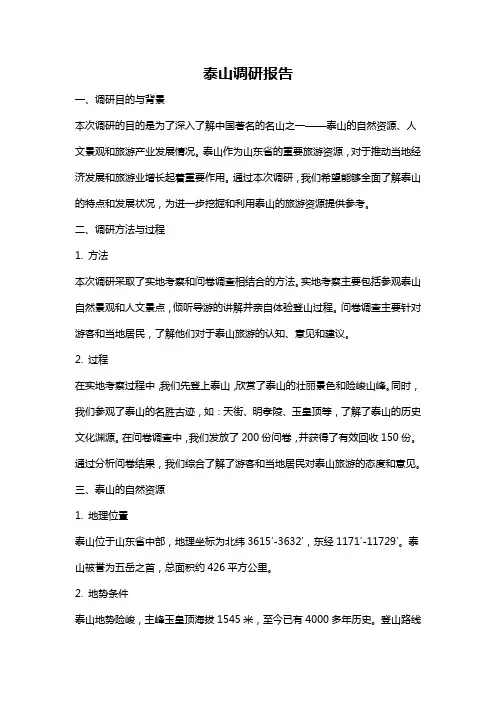 泰山调研报告