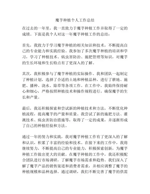 魔芋种植个人工作总结