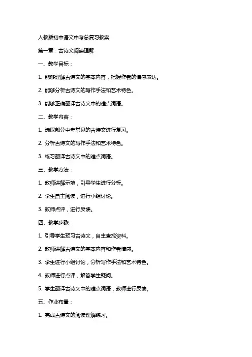 人教版初中语文中考总复习教案