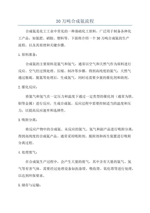 30万吨合成氨流程