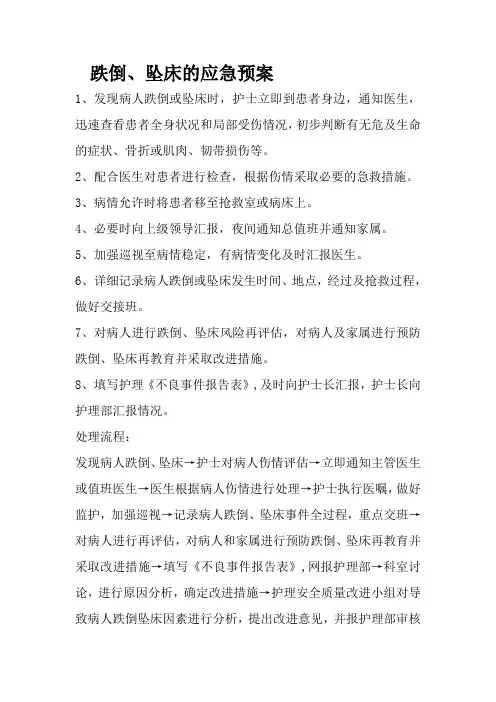 跌倒、坠床的应急预案