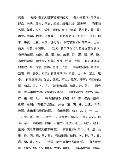 词性名词