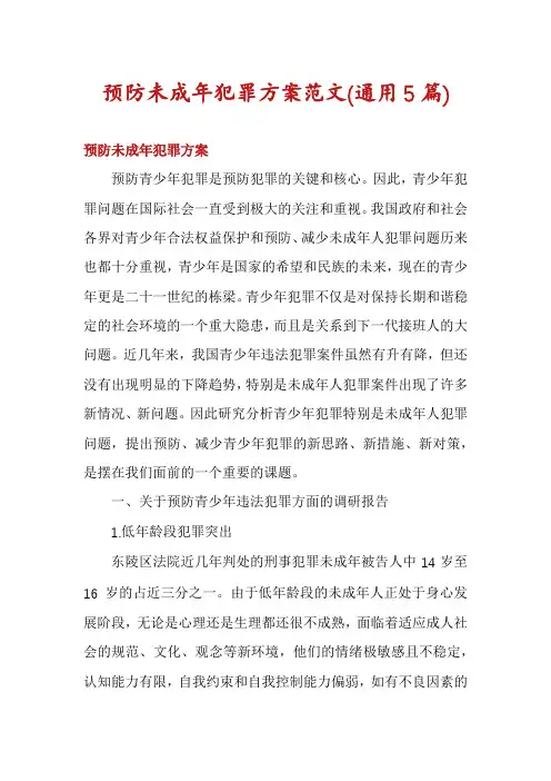 预防未成年犯罪方案范文(通用5篇)