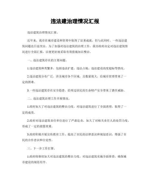 违法建治理情况汇报