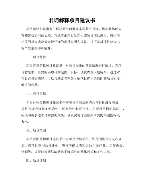 名词解释项目建议书