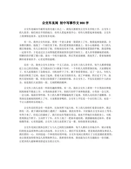公交车见闻 初中写事作文900字