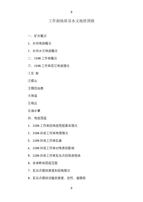 工作面地质及水文地质预报