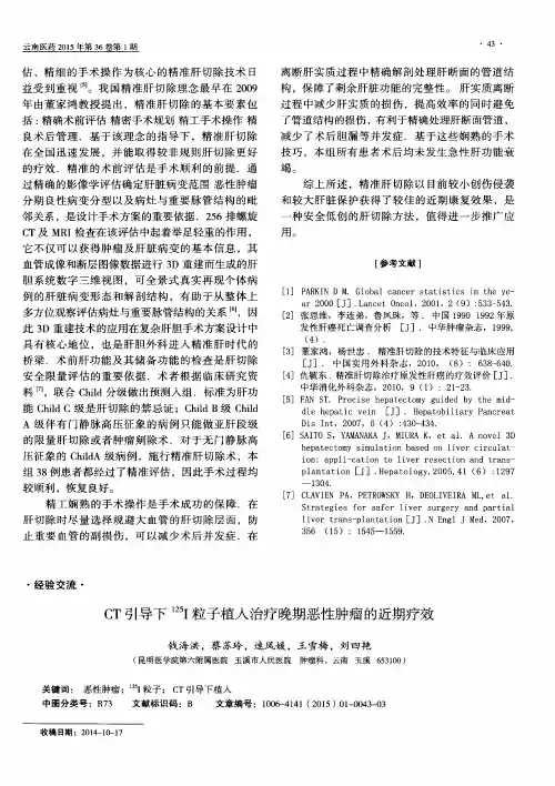 CT引导下125I粒子植入治疗晚期恶性肿瘤的近期疗效