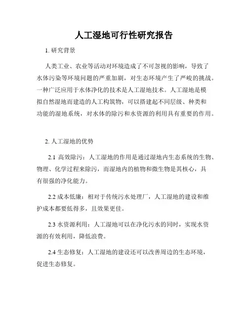 人工湿地可行性研究报告
