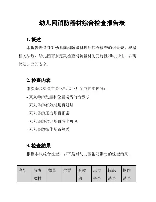 幼儿园消防器材综合检查报告表