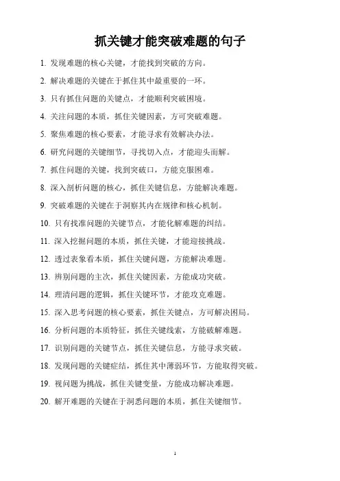 抓关键才能突破难题的句子