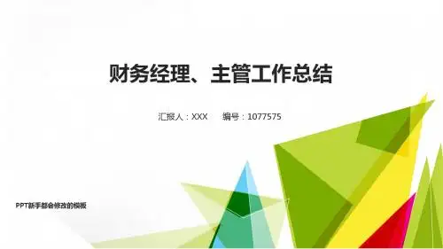 拿来即用-2018新财务经理、主管年终个人工作总结、述职报告与工作安排计划幻灯片PPT