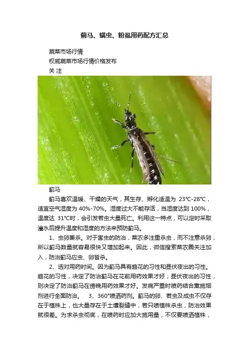 蓟马、螨虫、粉虱用药配方汇总