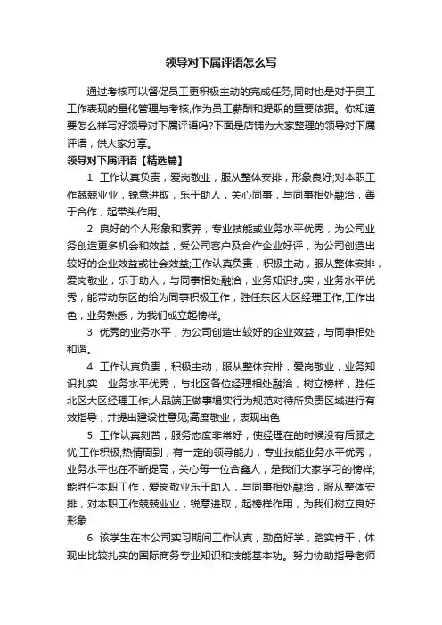 领导对下属评语怎么写