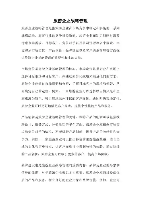 旅游企业战略管理