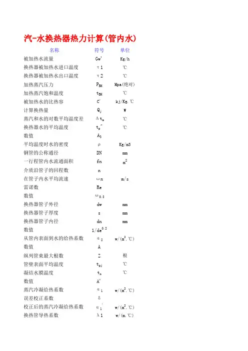 换热器热力计算