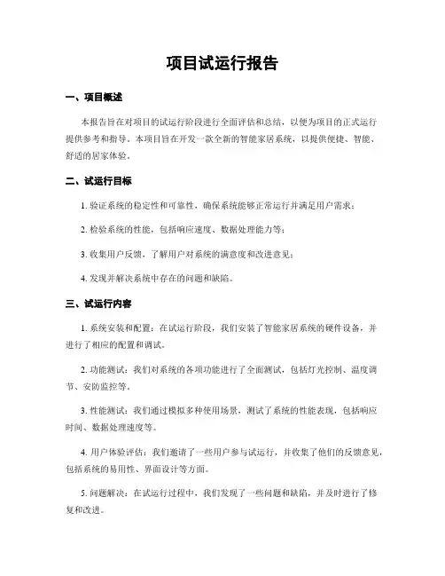 项目试运行报告