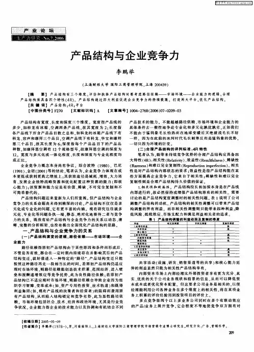 产品结构与企业竞争力