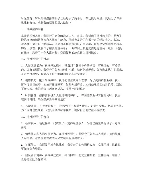 摆摊的个人总结范文