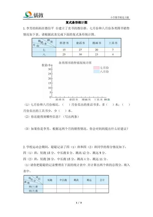 四年级数学下册人教版-《复式条形-统计图(1)》一遍过