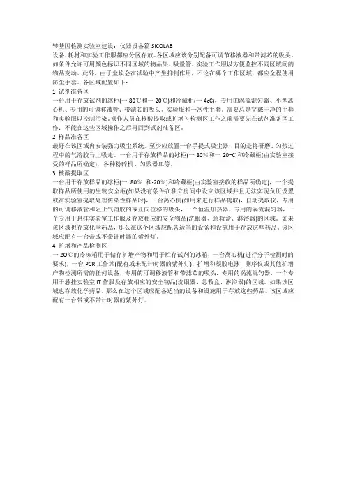 转基因检测实验室建设：仪器设备篇SICOLAB