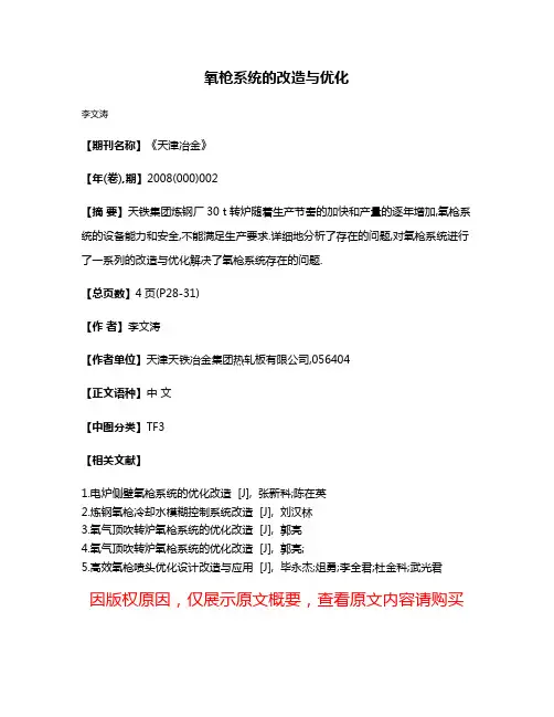 氧枪系统的改造与优化
