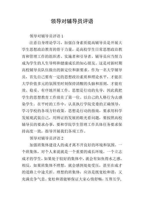 领导对辅导员评语