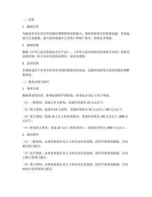 突发钢丝绳断裂事故应急预案