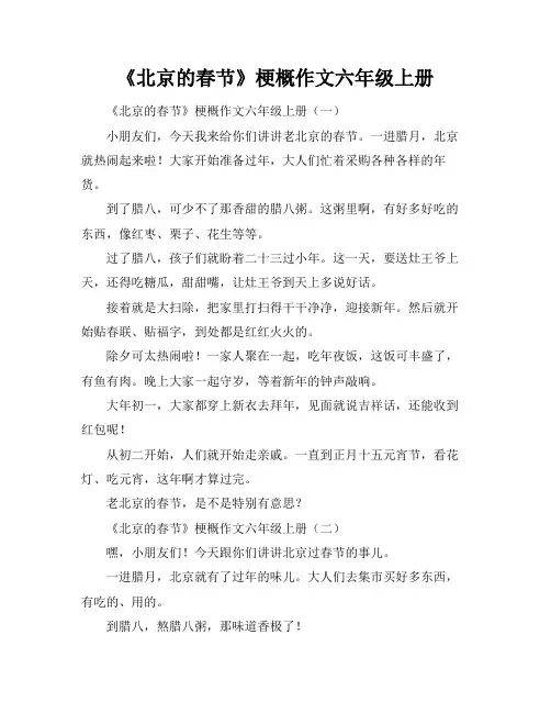 《北京的春节》梗概作文六年级上册