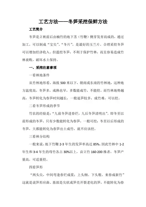 工艺方法——冬笋采挖保鲜方法