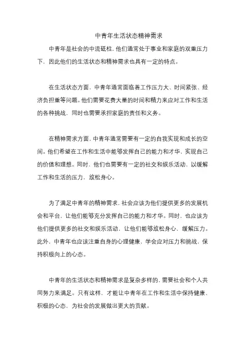 中青年生活状态精神需求