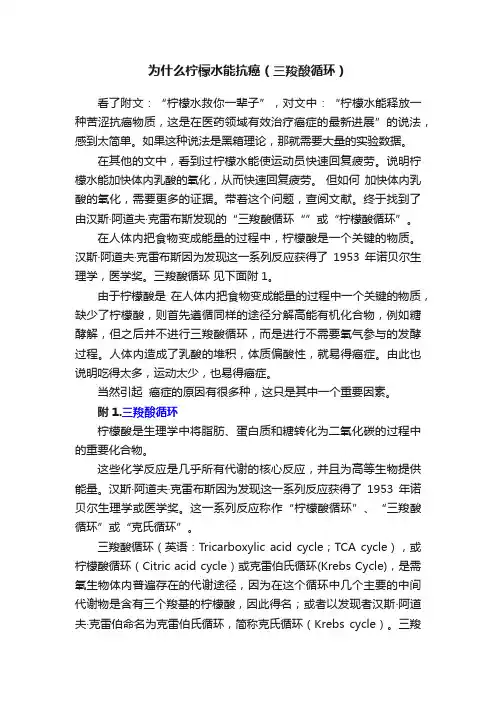 为什么柠檬水能抗癌（三羧酸循环）