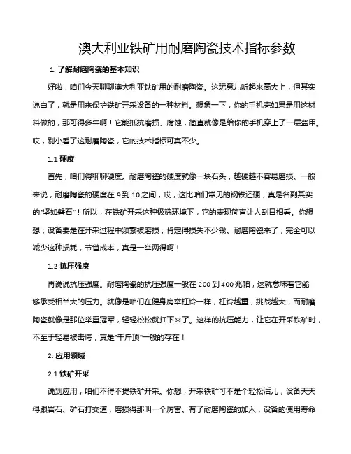 澳大利亚铁矿用耐磨陶瓷技术指标参数