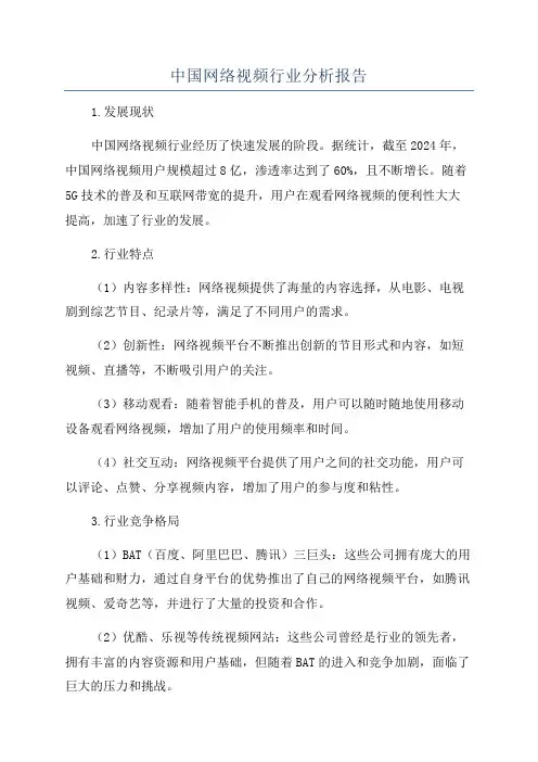 中国网络视频行业分析报告