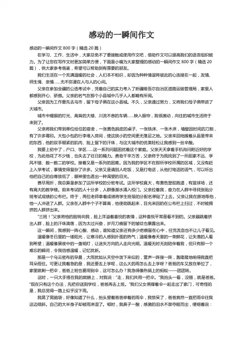 感动的一瞬间作文800字（精选20篇）