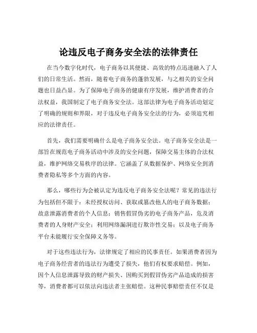 论违反电子商务安全法的法律责任