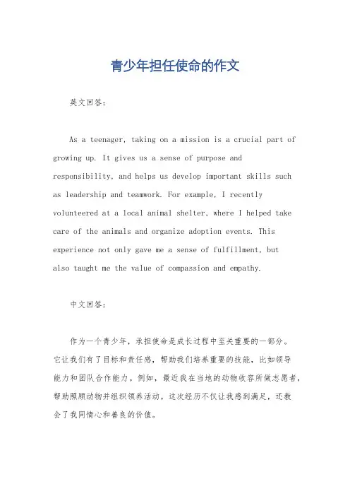 青少年担任使命的作文
