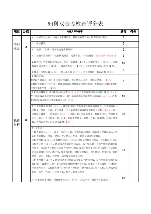 妇科双合诊三合诊操作流程及评分标准