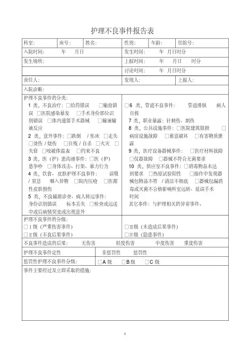 护理不良事件报告表.doc