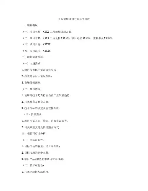 工程前期谋划方案范文模板