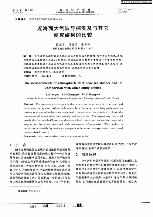 近海面大气波导探测及与其它研究结果的比较