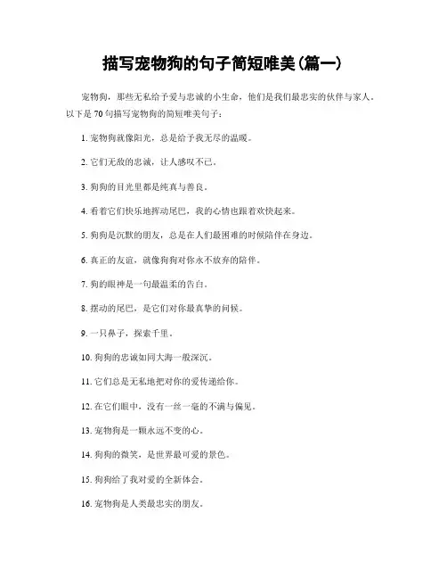 描写宠物狗的句子简短唯美(精选两篇)