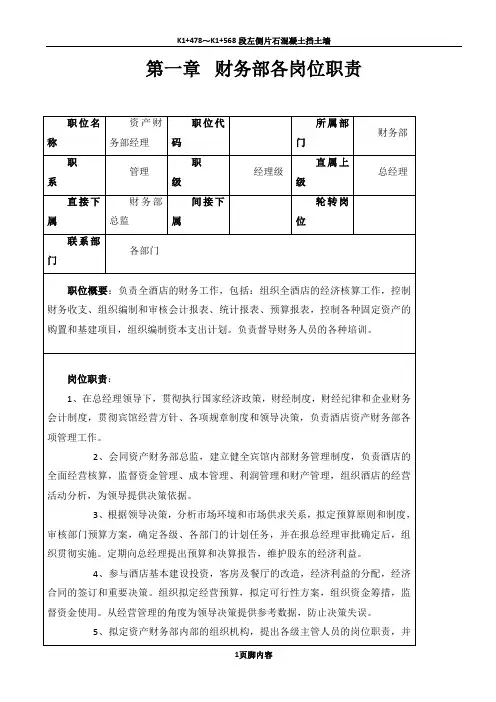 财务部管理制度及岗位职责