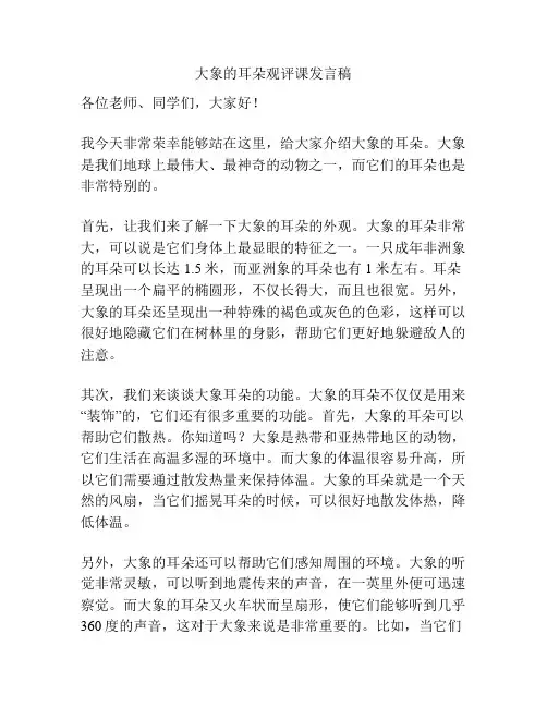 大象的耳朵观评课发言稿