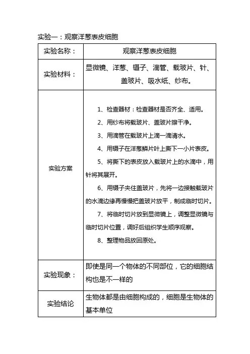 六年级下科学实验报告单