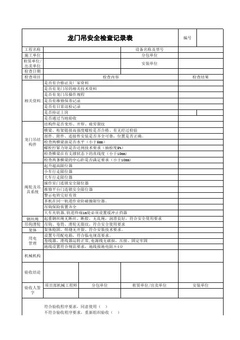 龙门吊检查验收表