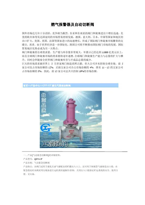 燃气报警器及自动切断阀