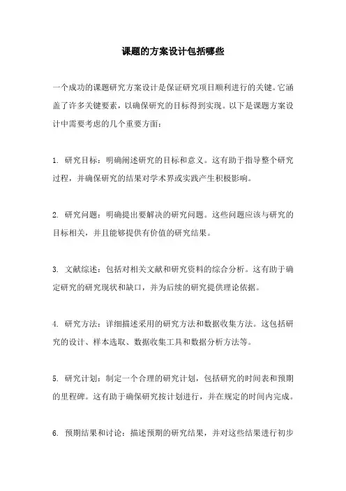 课题的方案设计包括哪些
