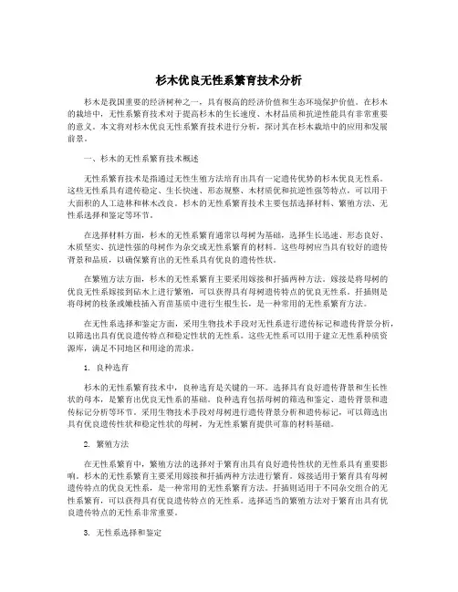 杉木优良无性系繁育技术分析