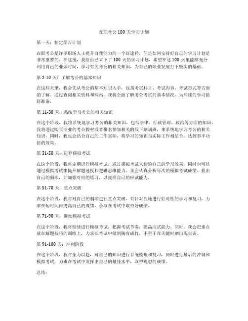 在职考公100天学习计划